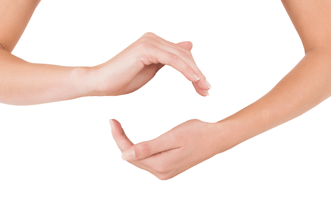 Caucasian Female Hands Framing on Transparent Background