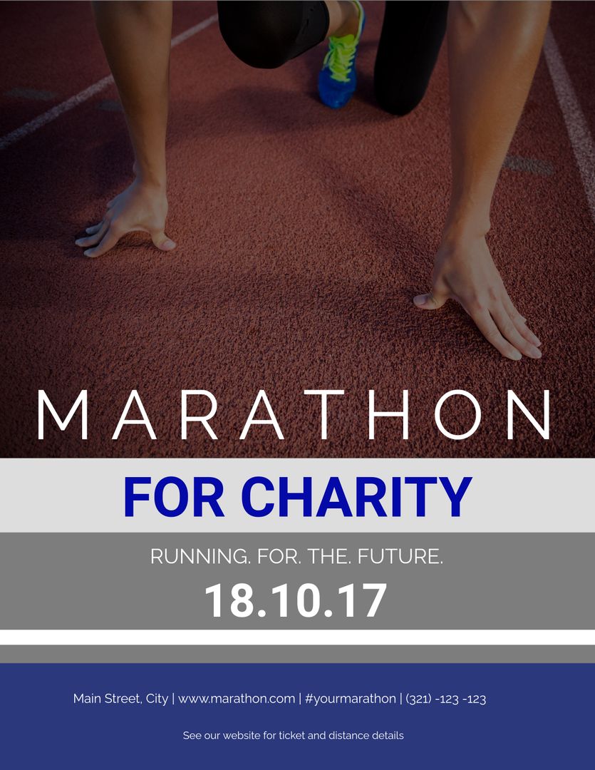 Charity Marathon Poster with Runner at Start Line - Download Free Stock Templates Pikwizard.com