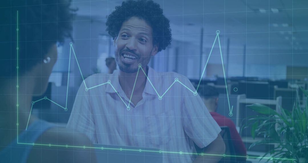 Business Colleagues Discussing with Performance Chart Overlay