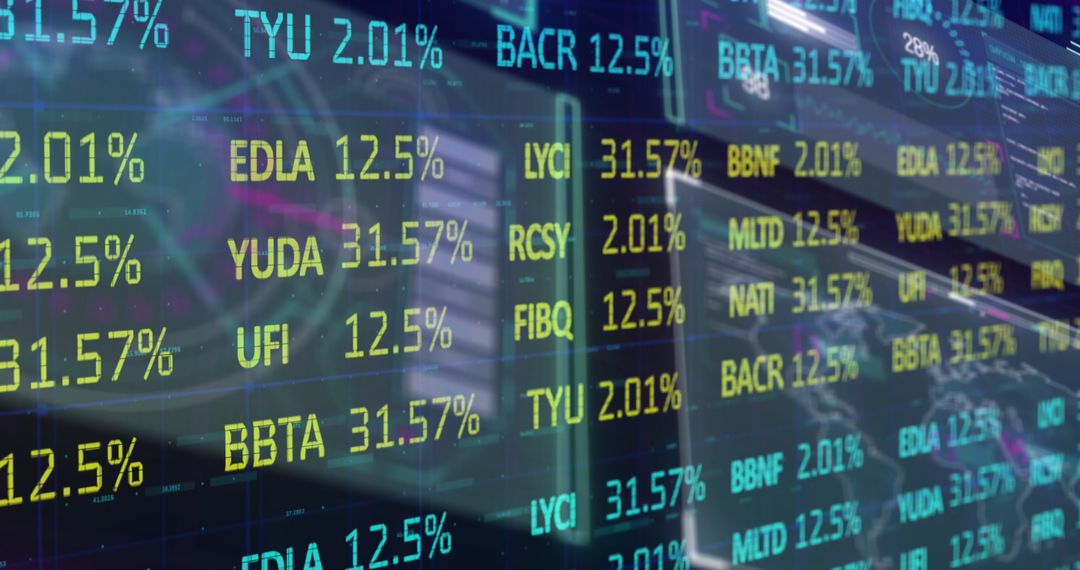 Digital Financial Screen Displaying Real-Time Stock Market Data