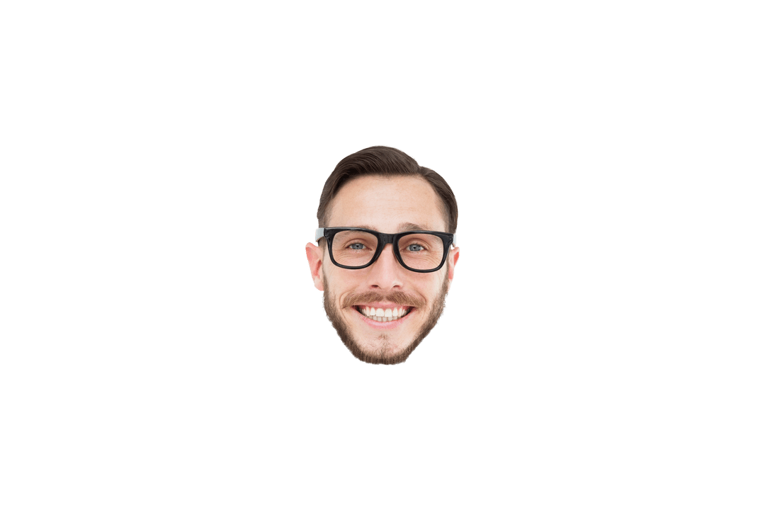 Happy Caucasian Man with Glasses on Transparent Background