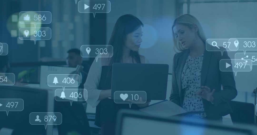 Digital Interface with Businesspeople in Office Setting