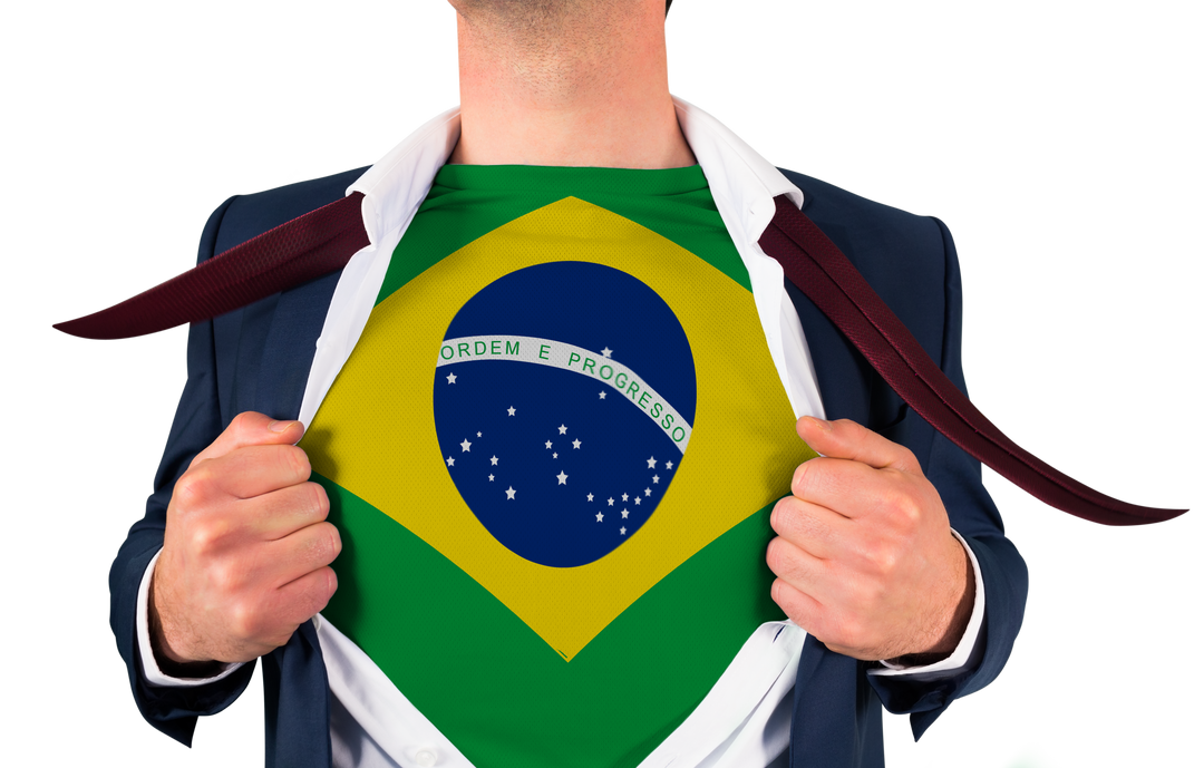 Businessman Opening Shirt Revealing Transparent Brazilian Flag T-shirt - Download Free Stock Images Pikwizard.com