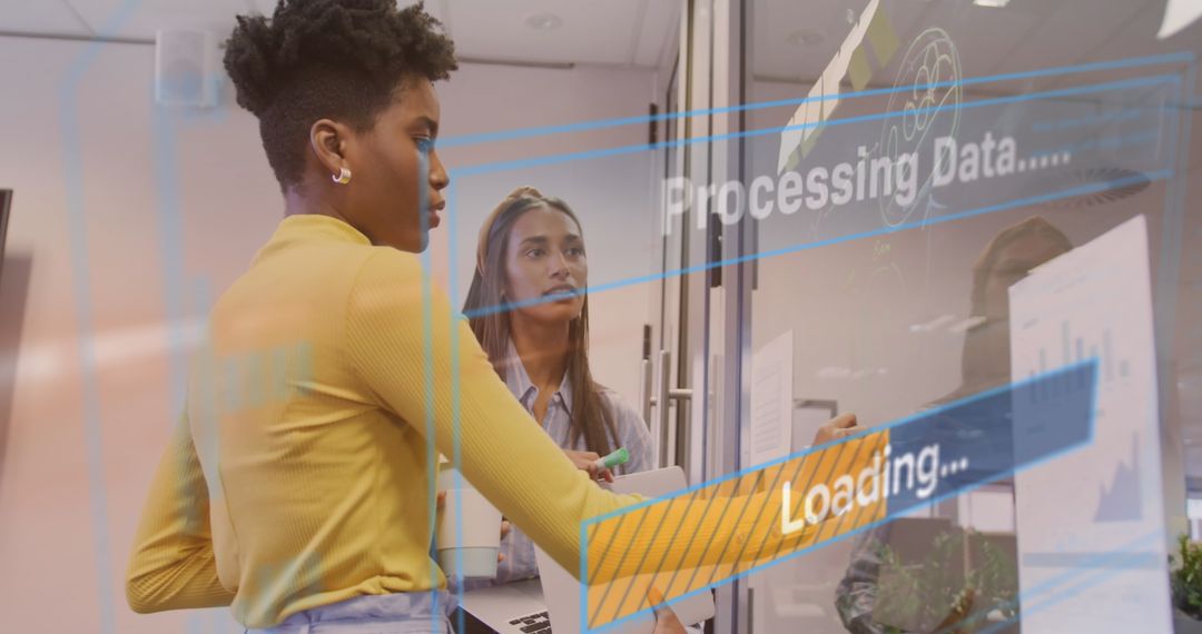 Business Team Processing Data in Modern Office Environment