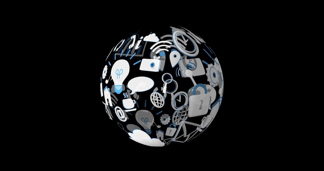 Icon Sphere Representing Digital Communication and Connectivity