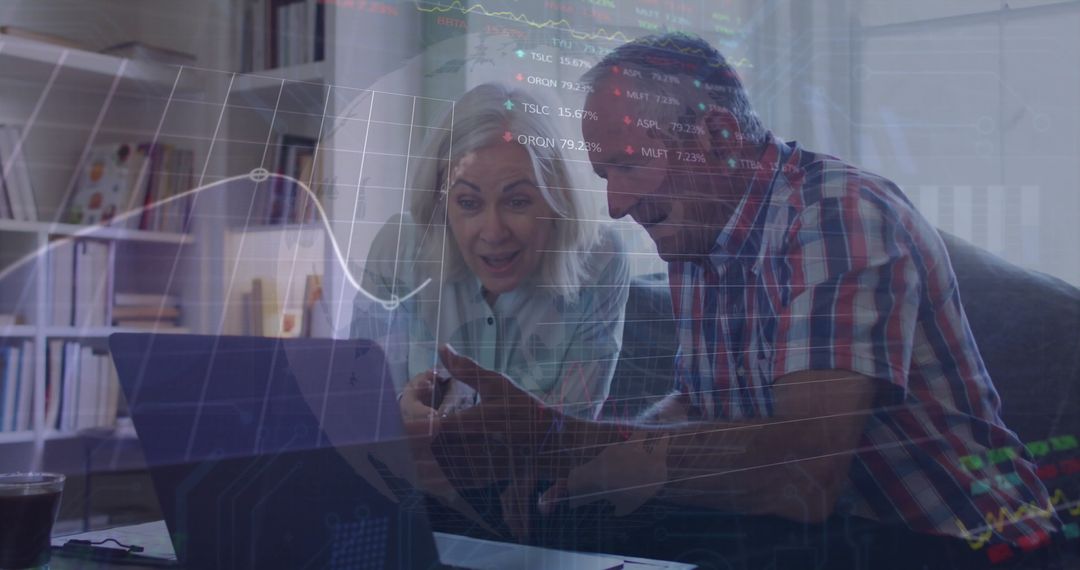 Senior Couple Engaging with Financial Data Analysis