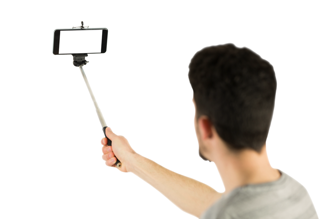 Casual Man Using Selfie Stick, Transparent Background - Download Free Stock Images Pikwizard.com