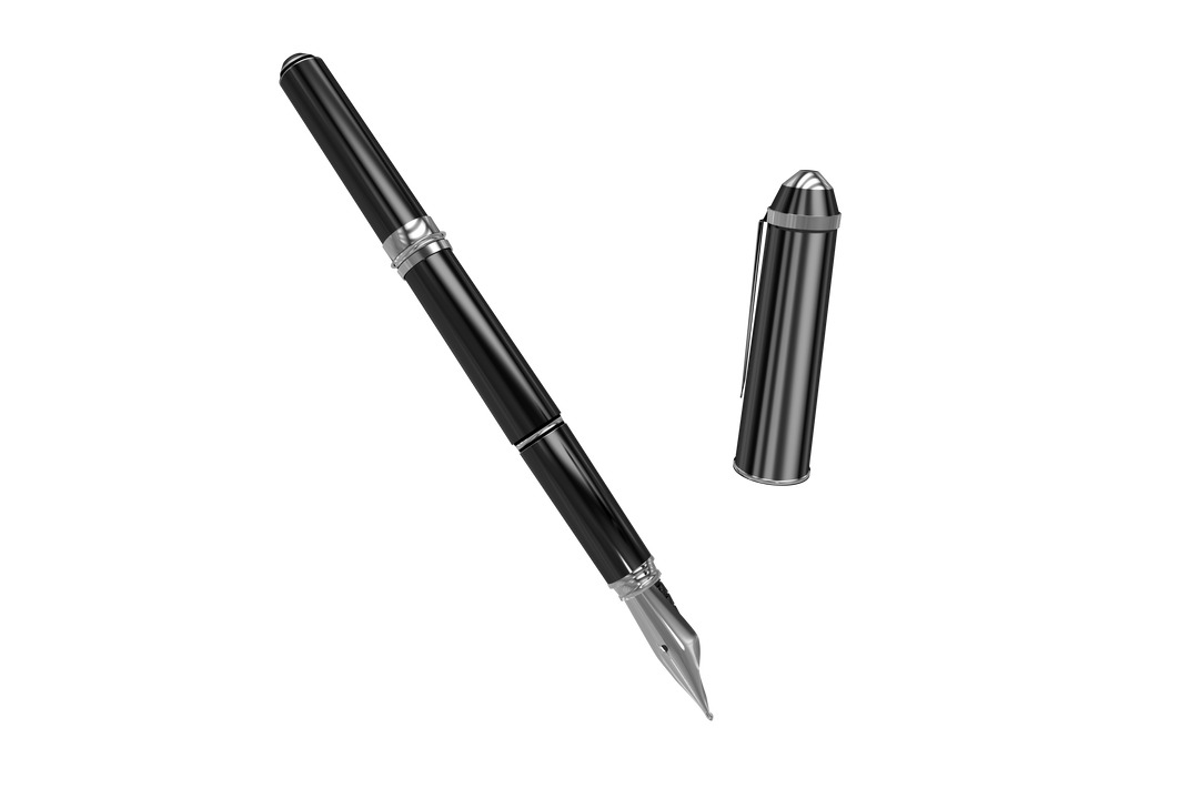 Elegant Black Quill Pen on Transparent Background With Cap Removed - Download Free Stock Images Pikwizard.com