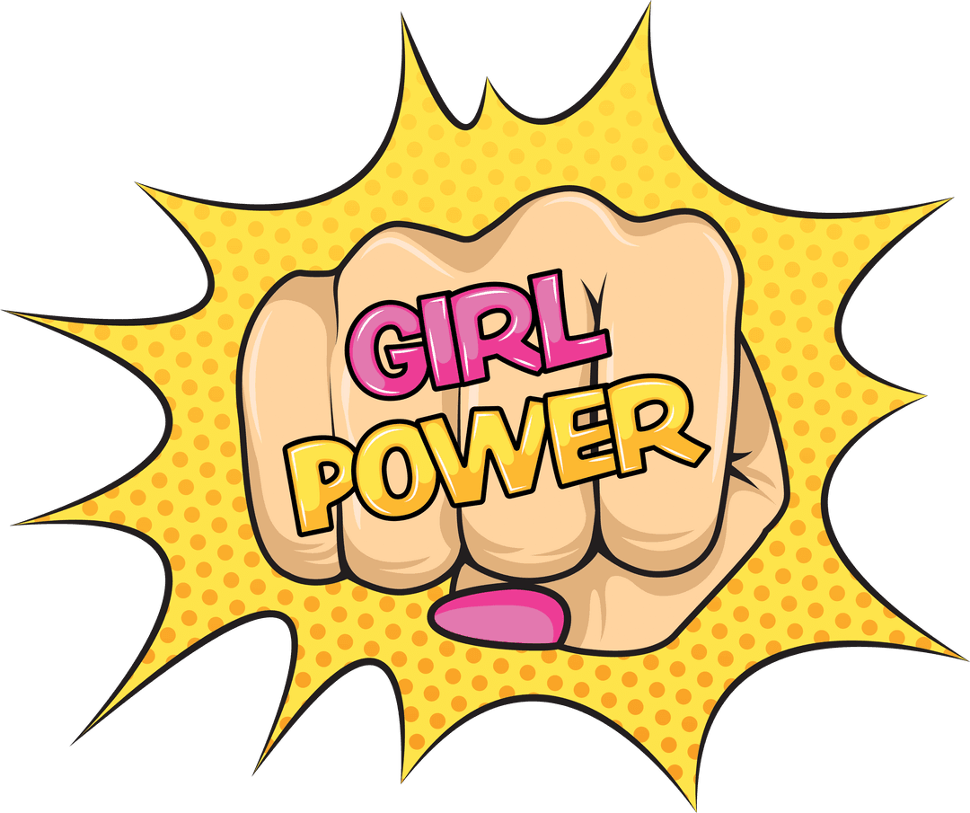 Girl Power Fist Icon Vector on Transparent Background