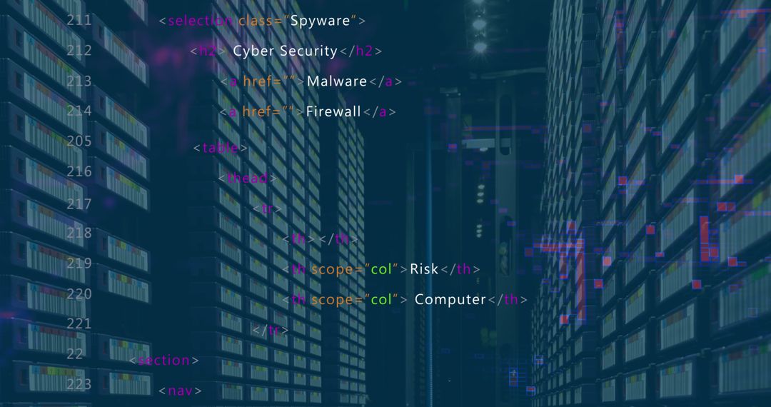 Digital Data Code Over Modern Server Room
