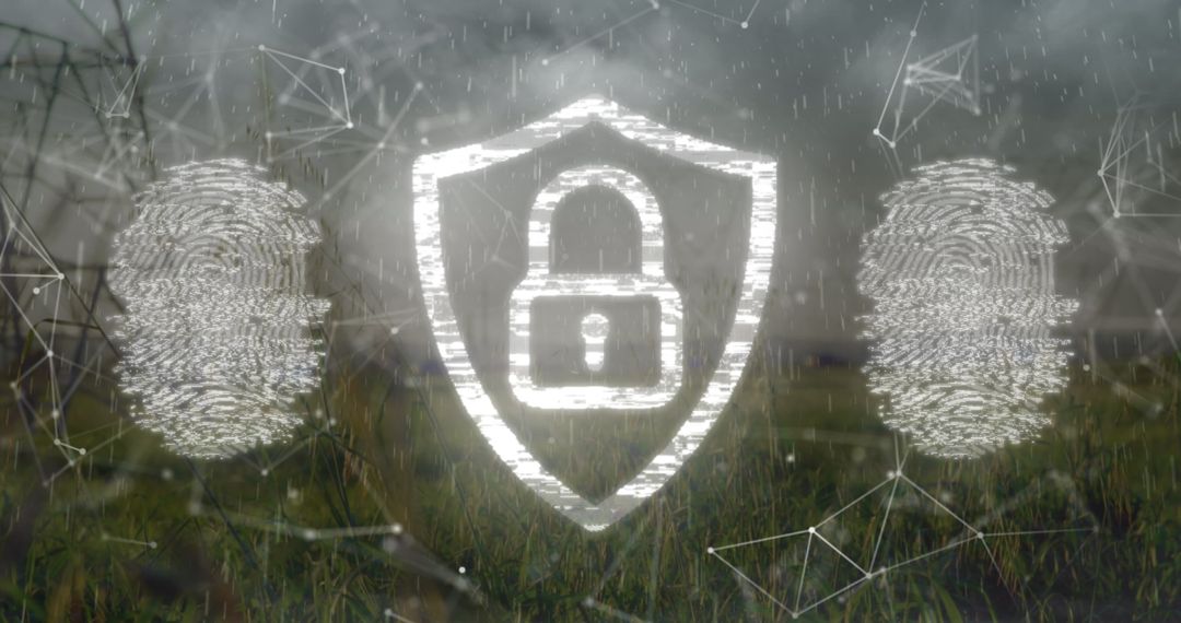 Digital Security Concept with Lock and Fingerprints Overlay