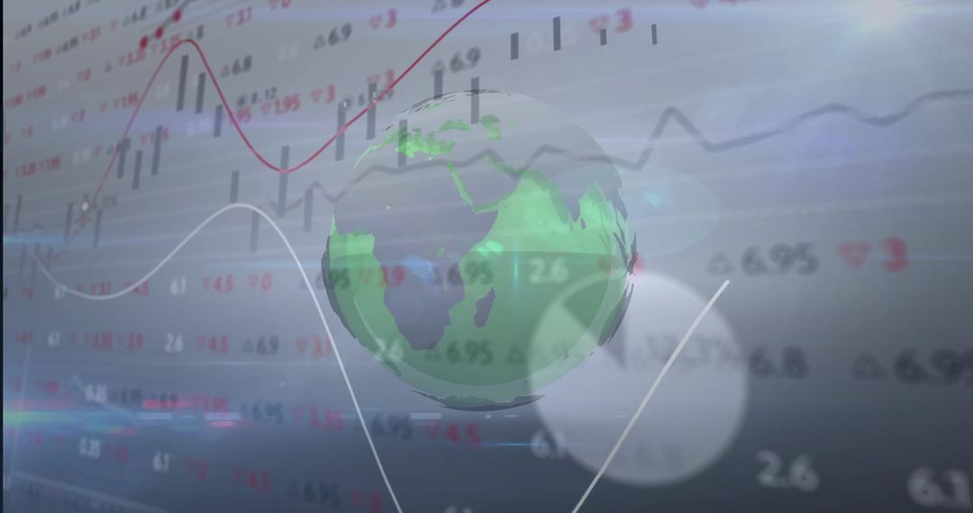 3D Globe on Trading Dashboard with Trend Lines and Candlestick Bars