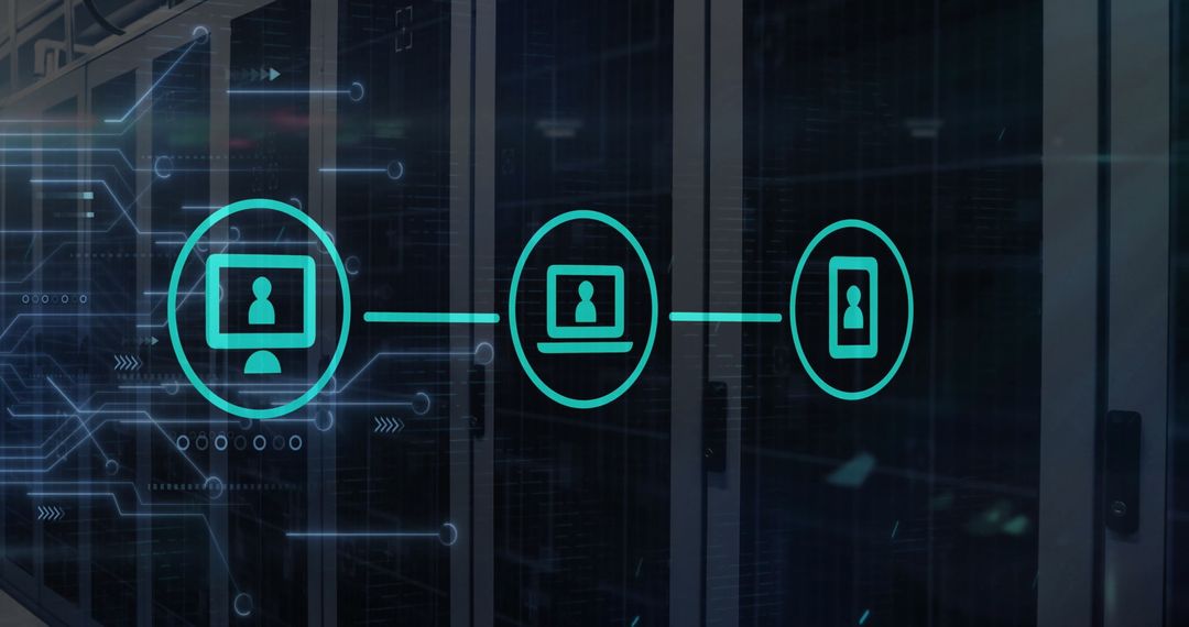 Digital Data Processing with Futuristic Icons