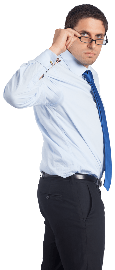 Serious Caucasian Businessman Wearing Glasses Isolated Transparent Background