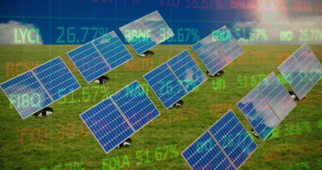 Solar Panels with Stock Market Data Representing Green Investments
