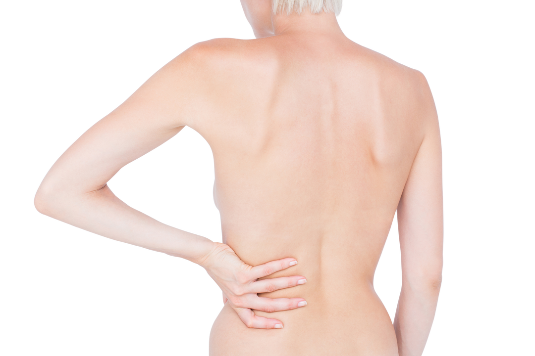 Transparent Background Image of Woman with Short Blond Hair and Back Pain - Download Free Stock Images Pikwizard.com