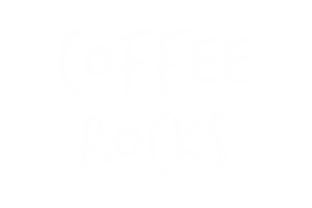 White Coffee Rocks Text on Transparent Background for Food and Drink Themes