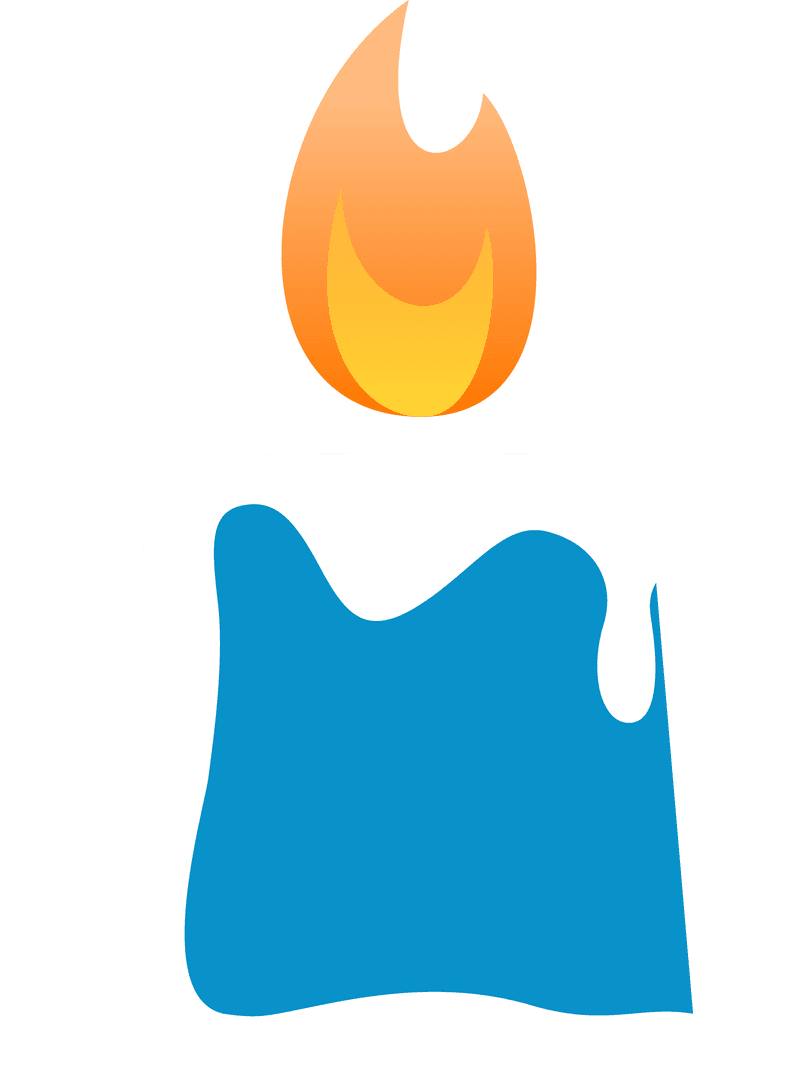 Transparent Blue Candle Dripping Wax with Flame Illustration