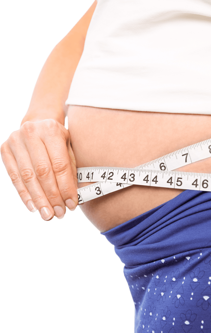 Transparent Belly Measurement of Pregnant Woman with Measuring Tape