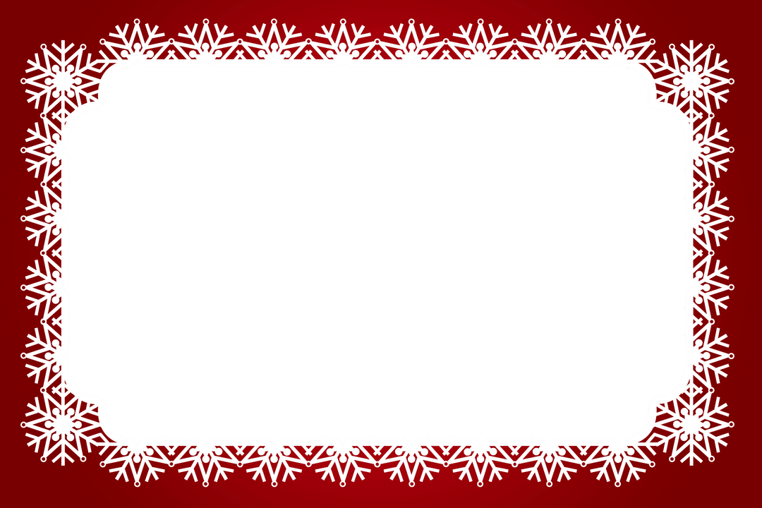 Red Winter Snowflake Frame with Transparent Background