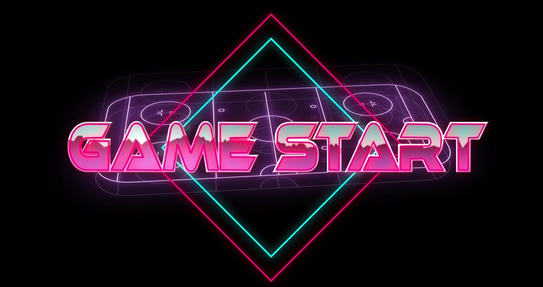 Retro Neon Game Start Sign with Futuristic Theme