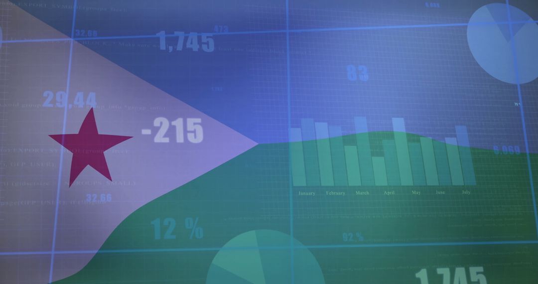 Djibouti Flag Blend with Data Analytics Visuals