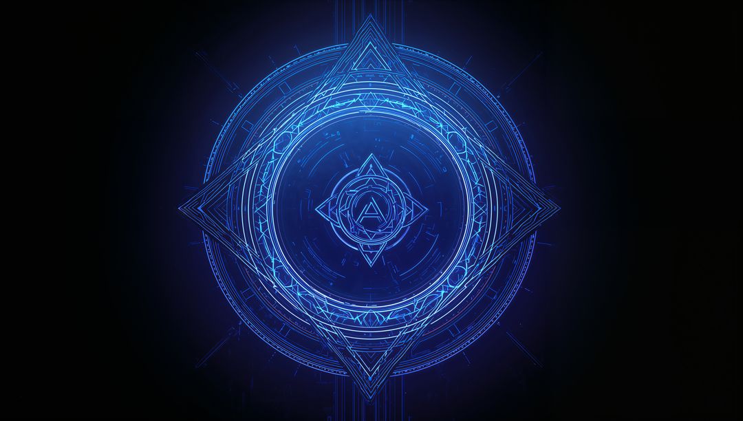 Futuristic Geometric Mandala with Neon Blue Glow