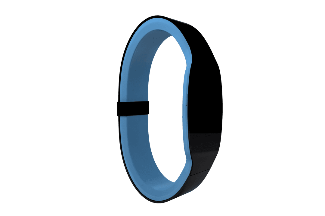 Transparent Smart Watch Design with Blue Band Interface