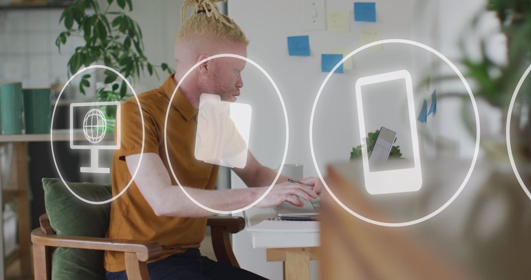 Tech-Savvy Businessman Working on Digital Network Connection