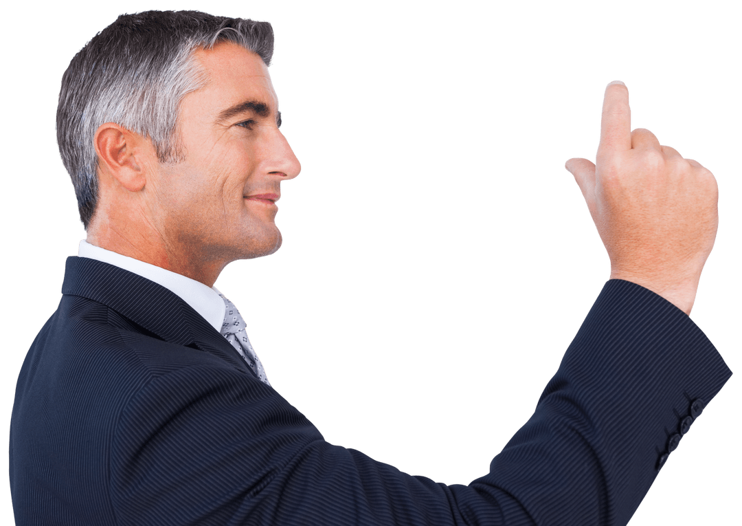 Confident Businessman Making Transparent Gesture in Profile