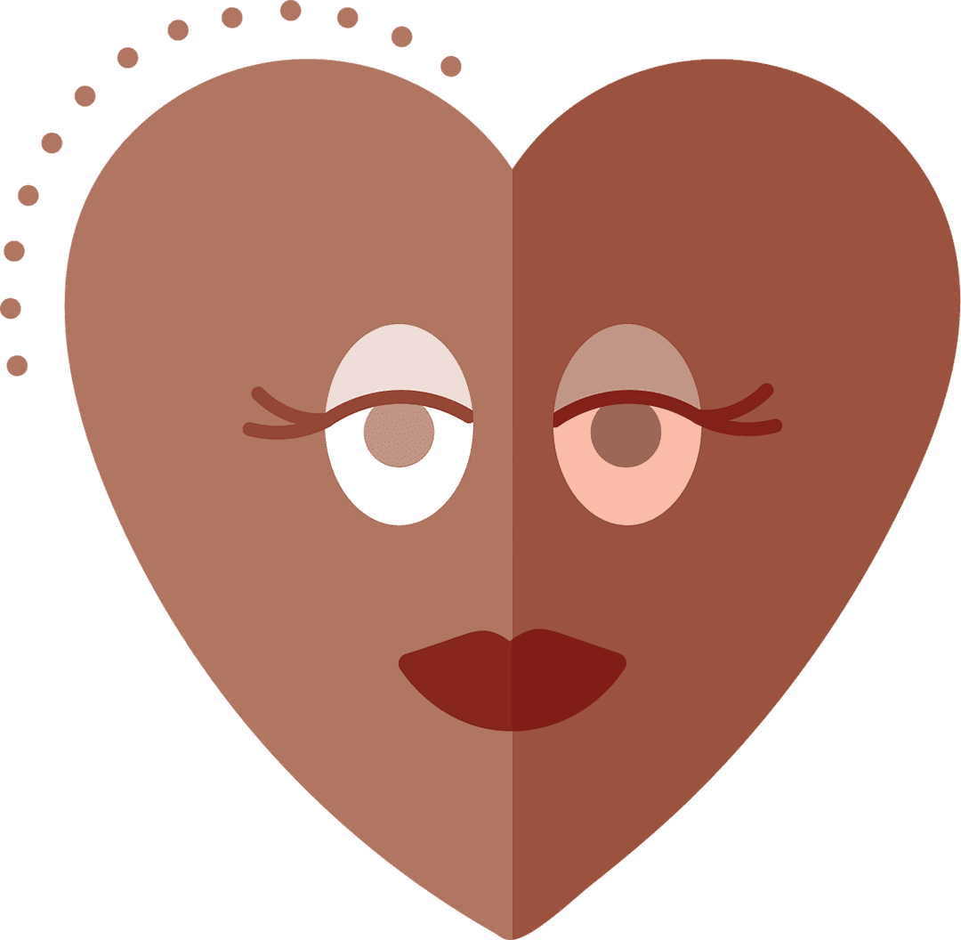 Transparent Heart with Facial Features Vector Art
