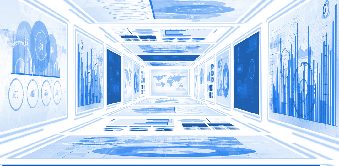 Transparent Vector Illustration of Digital Interfaces in Futuristic Tunnel