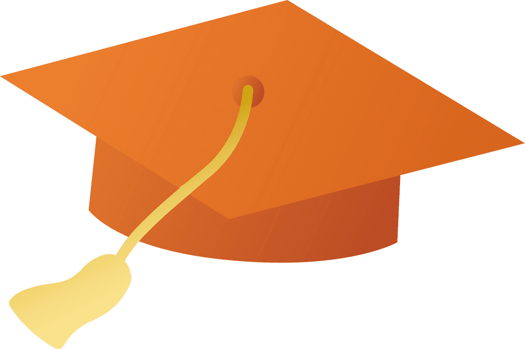 Stylized Orange Graduation Cap with Gold Tassel Transparent