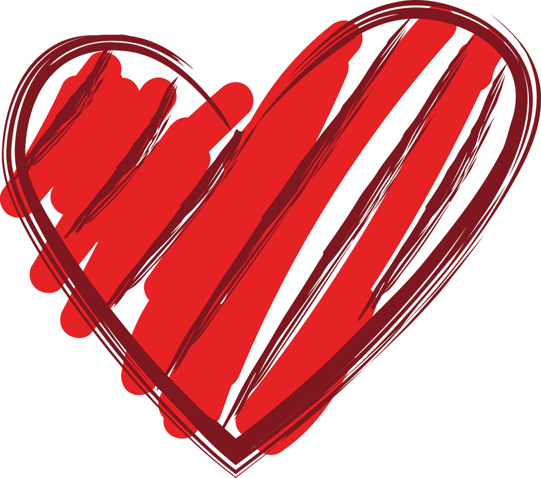 Hand-Drawn Red Heart on Transparent Background ?