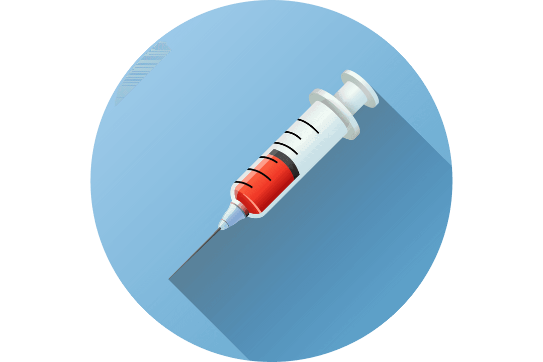 Transparent Syringe Icon Illustration on Blue Background