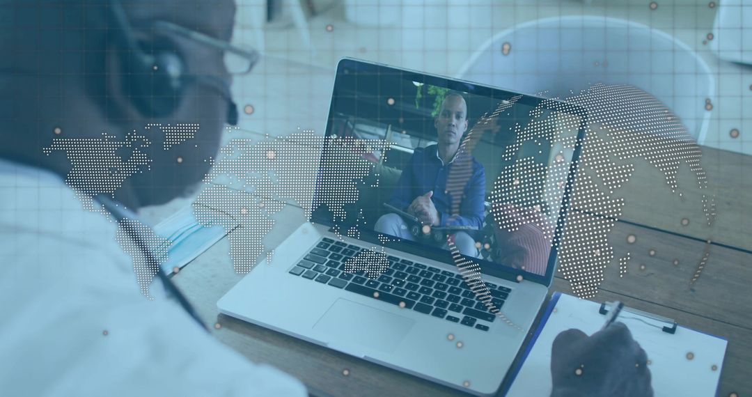 Professional Video Conference with Global Connectivity Overlay