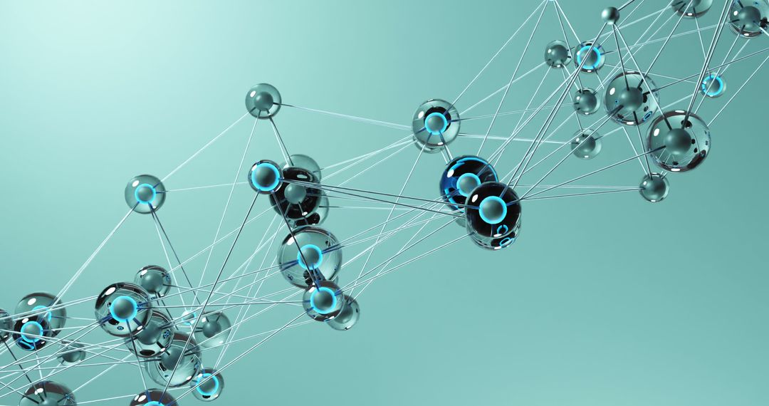 Abstract Digital Network with Blue Spheres and Connections