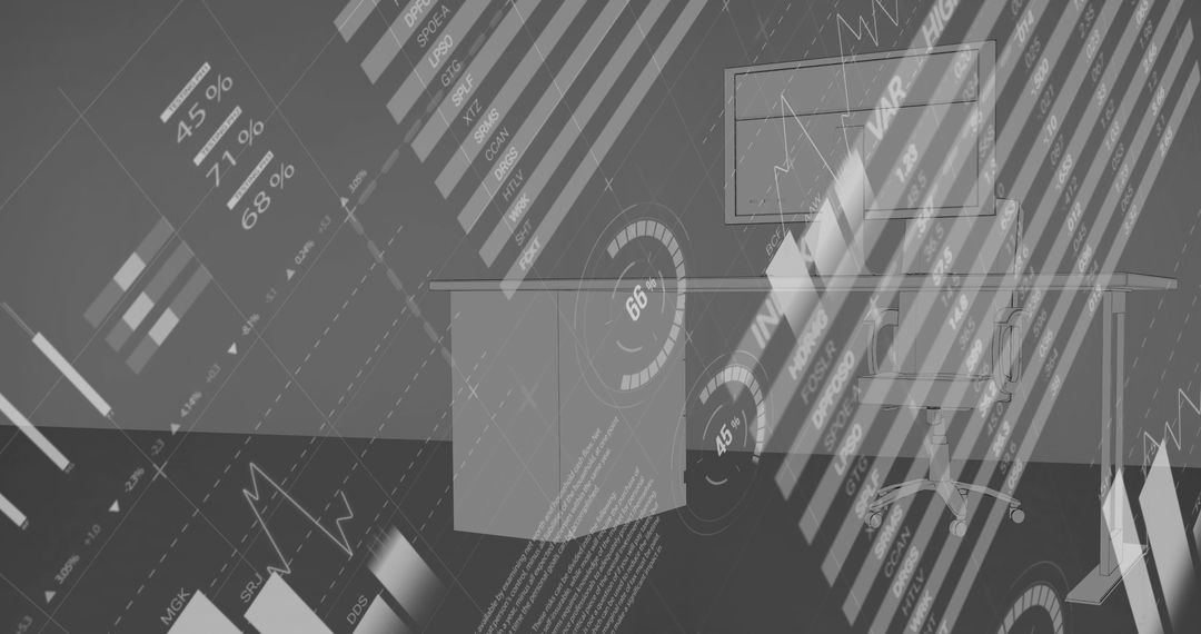 Futuristic Financial Technology Display in Modern Office Environment