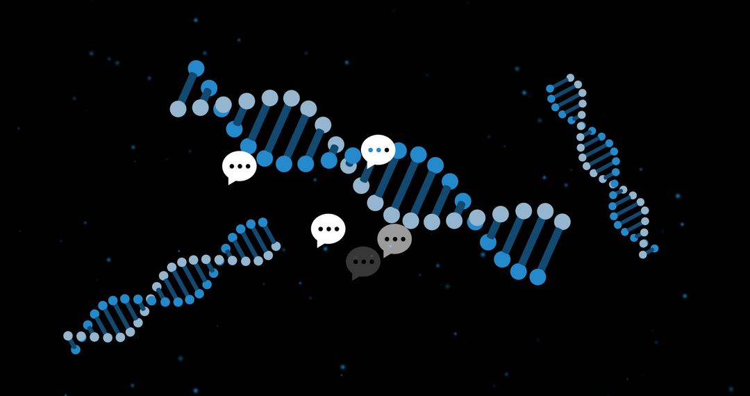 Futuristic DNA Chain with Communication Speech Bubbles