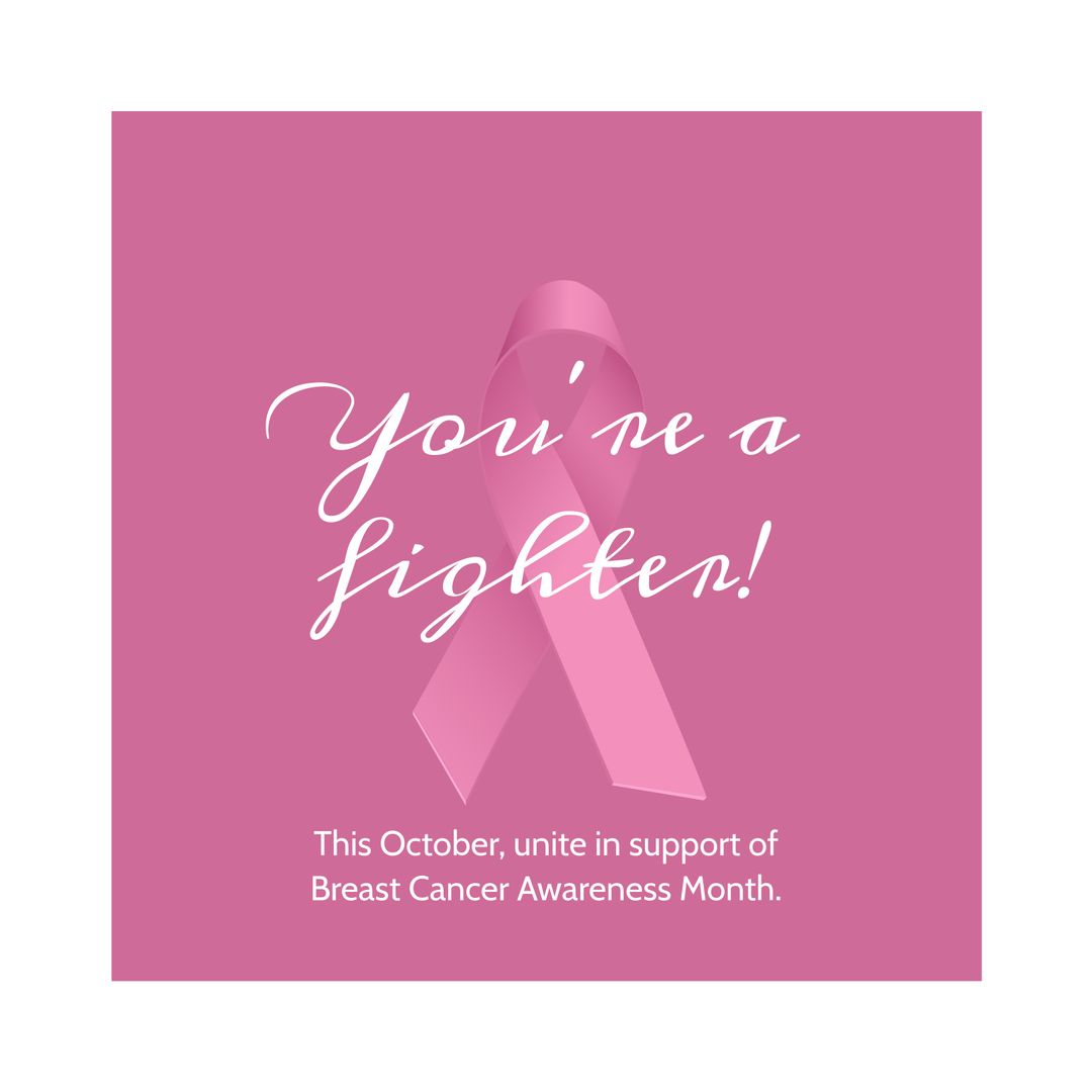 Breast Cancer Awareness Month Support Message with Pink Ribbon - Download Free Stock Templates Pikwizard.com