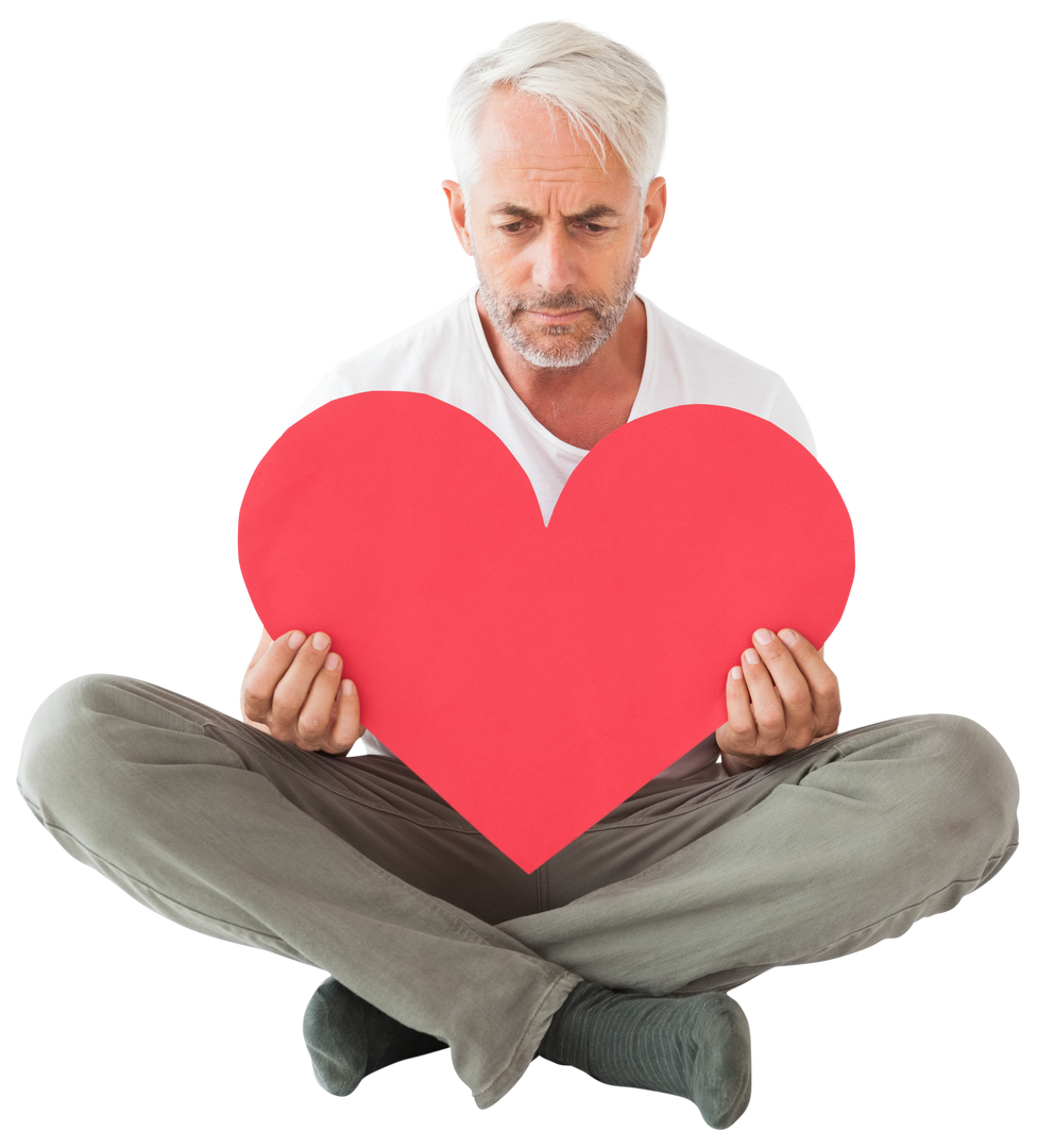 Upset Man Holding Large Heart Shape, Transparent Background - Download Free Stock Images Pikwizard.com