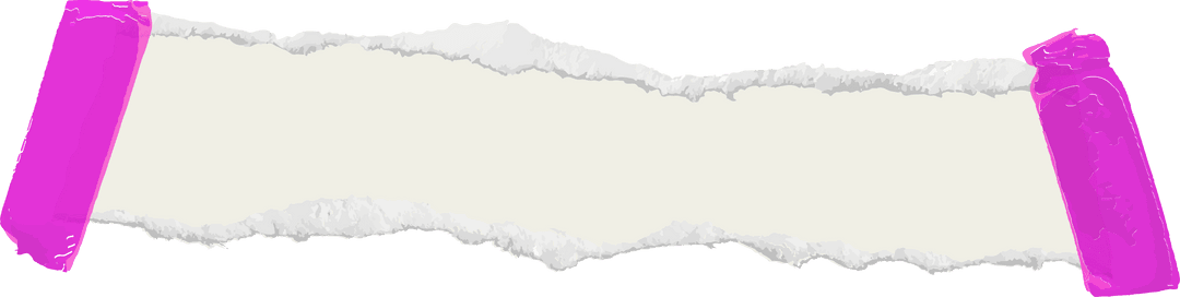 Ripped Paper Strip with Pink Tape on Transparent Background