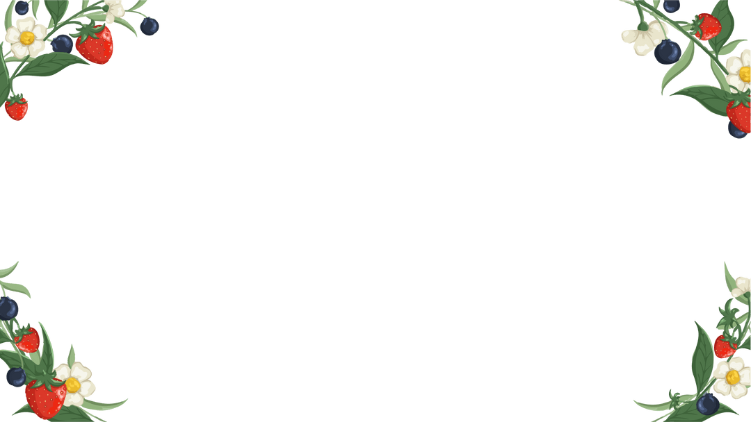 Transparent Floral Fruit Border with Strawberries and Blueberries