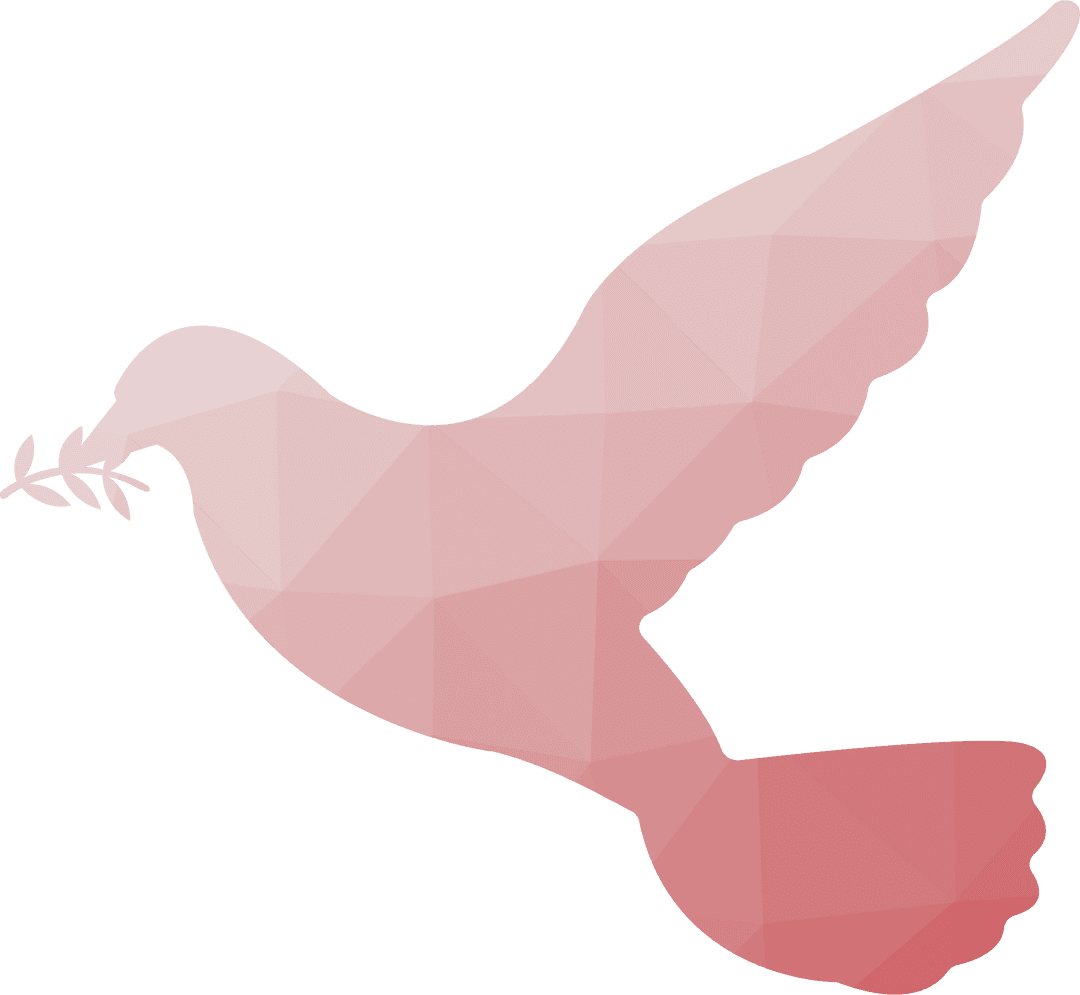 Polygonal Red Transparent Dove with Olive Branch