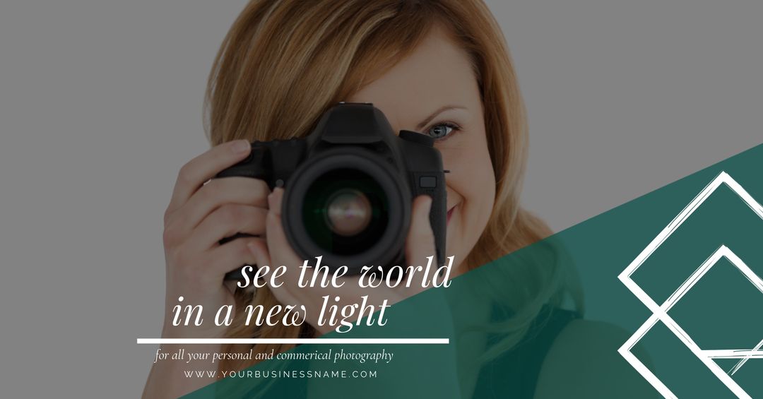 Woman Photographer with Camera Lens Capturing Creativity