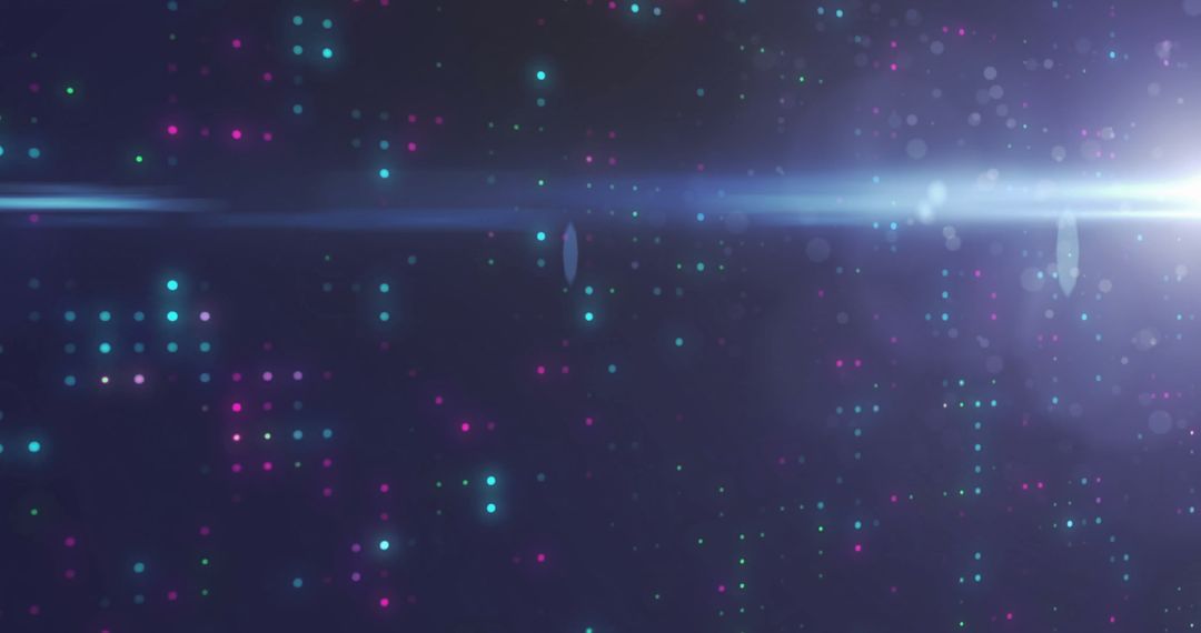 Futuristic Glowing Light Beam with Bokeh Effect in Dark Horizon