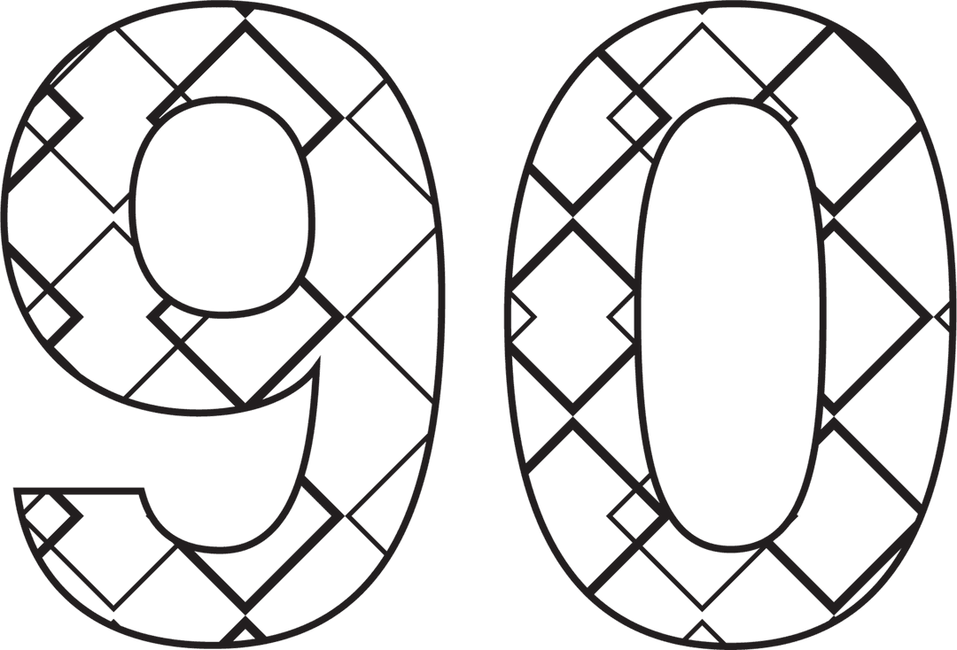 Transparent Illustrated 90 with Abstract Pattern Design for Celebrations