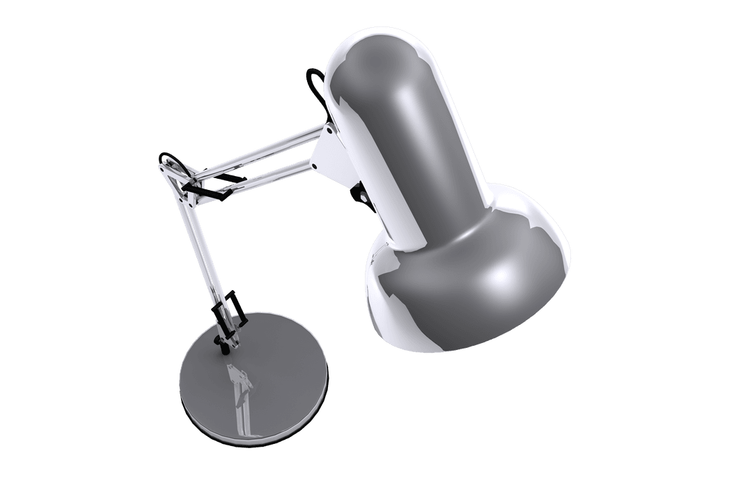 Highly Detailed Silver Desk Lamp Transparent Background Design