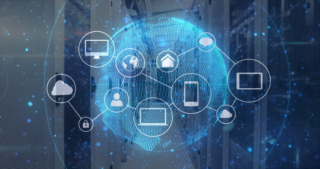Digital Network and Connected World in Server Room