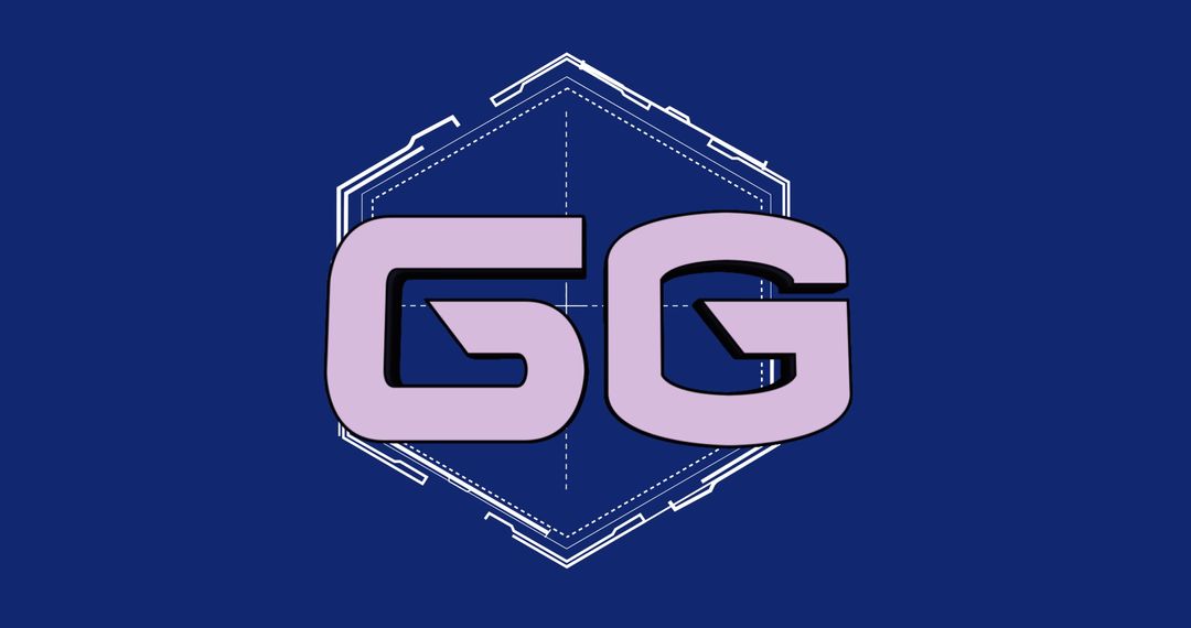 6G Technology on Blue Background with Hexagonal Elements